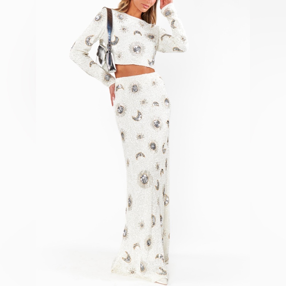 New Show Me Your Mumu Celestial Sequin Sun Moon RSVP Skirt Last Call Top Set L - Picture 4 of 13